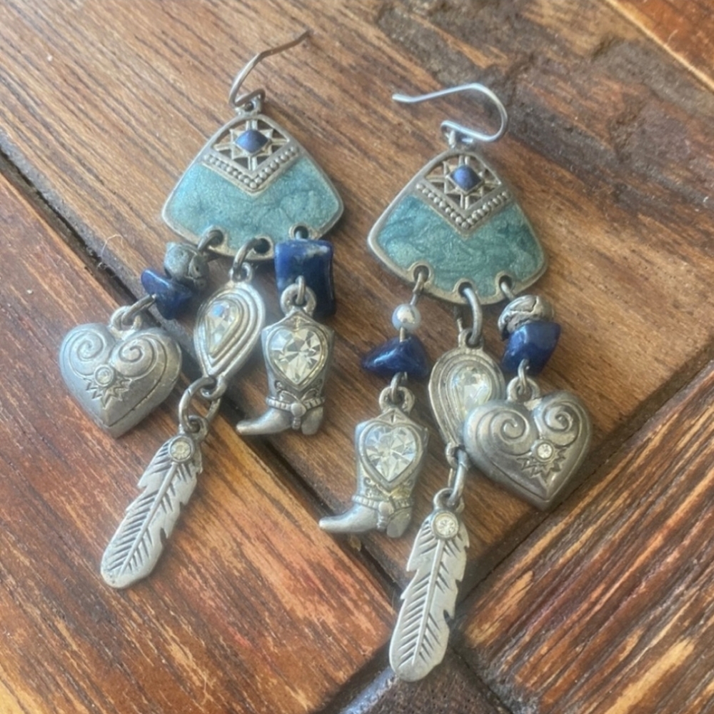 Vintage Berbi Art Deco Southwestern Dangle Earrings